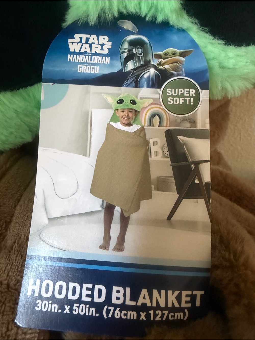 Star Wars Grogu Hooded Blanket in Green and Tan